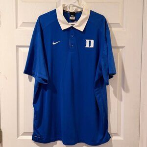 Duke University Men's 2XL Nike Elite Coach Polo Shirt - Blue Devils Dri Fit XXL